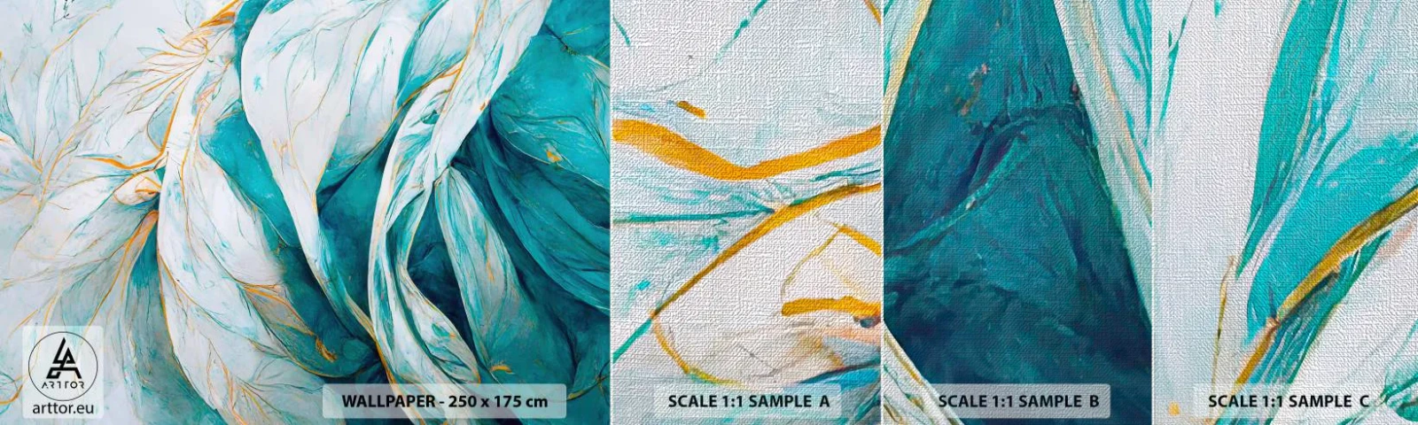 Fotótapéta Minta Premium Canvas - Kék absztrakció arany motívummal - Darab, Art Deco, Kifinomult - 100x30 cm