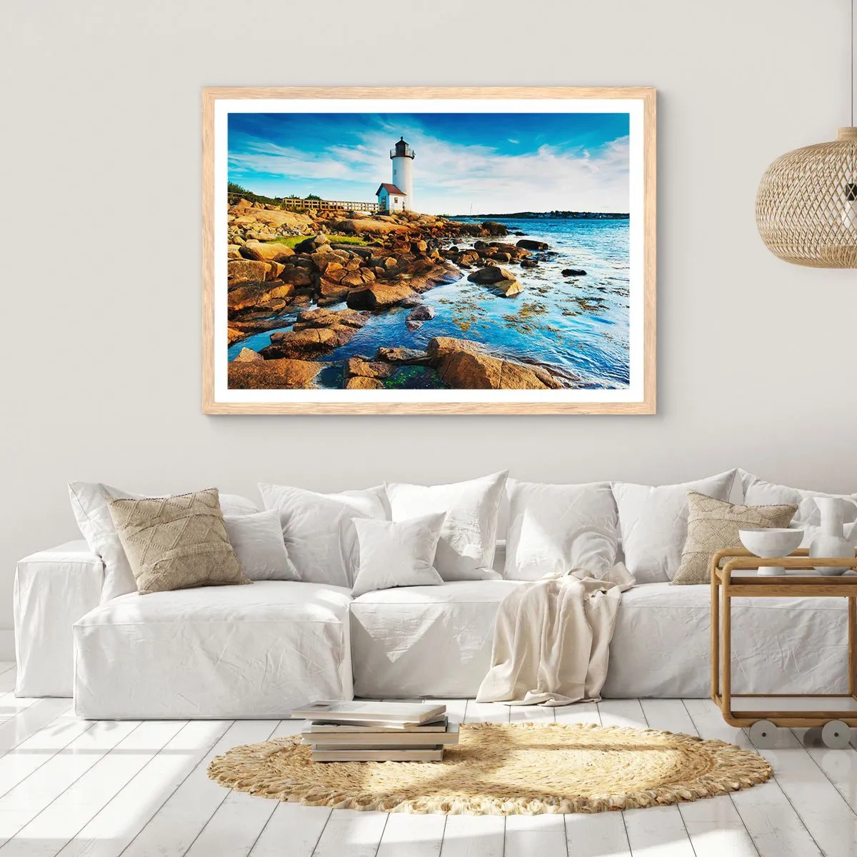Poszter világos tölgy keretben - Gyertek vissza boldogan, várlak - 50x40 cm