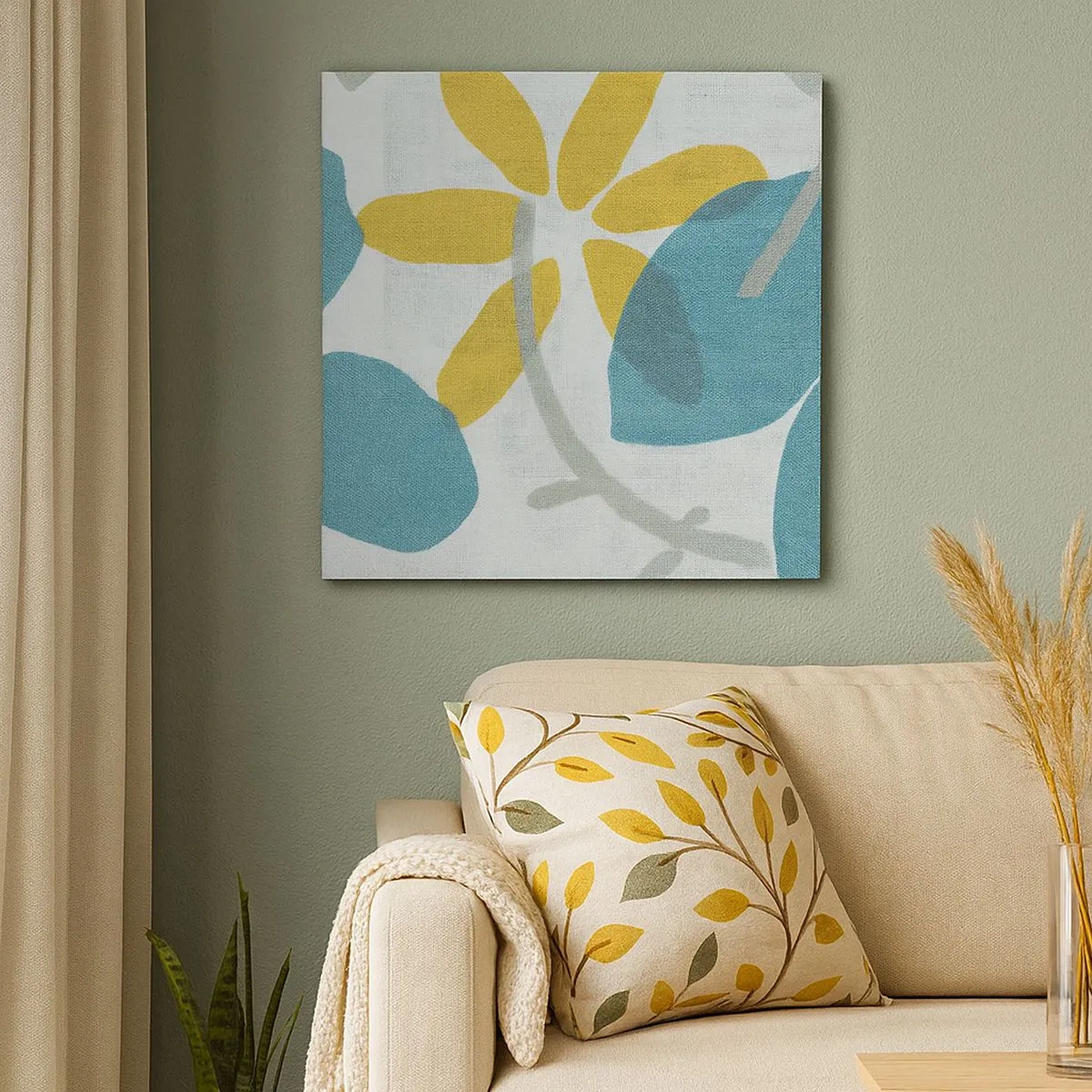 Vászonkép - Azúrkék levelek között - 30x30 cm