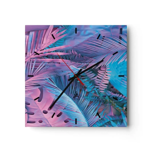 Falióra, Óra - Trópusok rózsaszínben és kékben - 30x30 cm