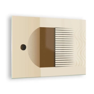 Üveg kép - Bézs és barna absztrakció geometrikus formákkal és vonalakkal - 70x50cm - Különféle államok - Modern fali dekoráció nappalihoz és hálószobához ARTTOR