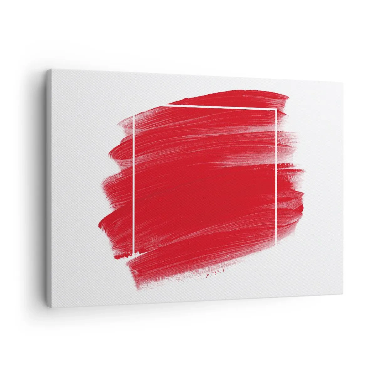 Vászonkép - Piros ecsetvonás fehér szegéllyel - 70x50cm - A kereten kívül - Modern fali dekoráció nappalihoz és hálószobához ARTTOR