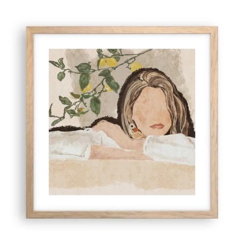 Poszter világos tölgy keretben - Déli szépség - 40x40 cm