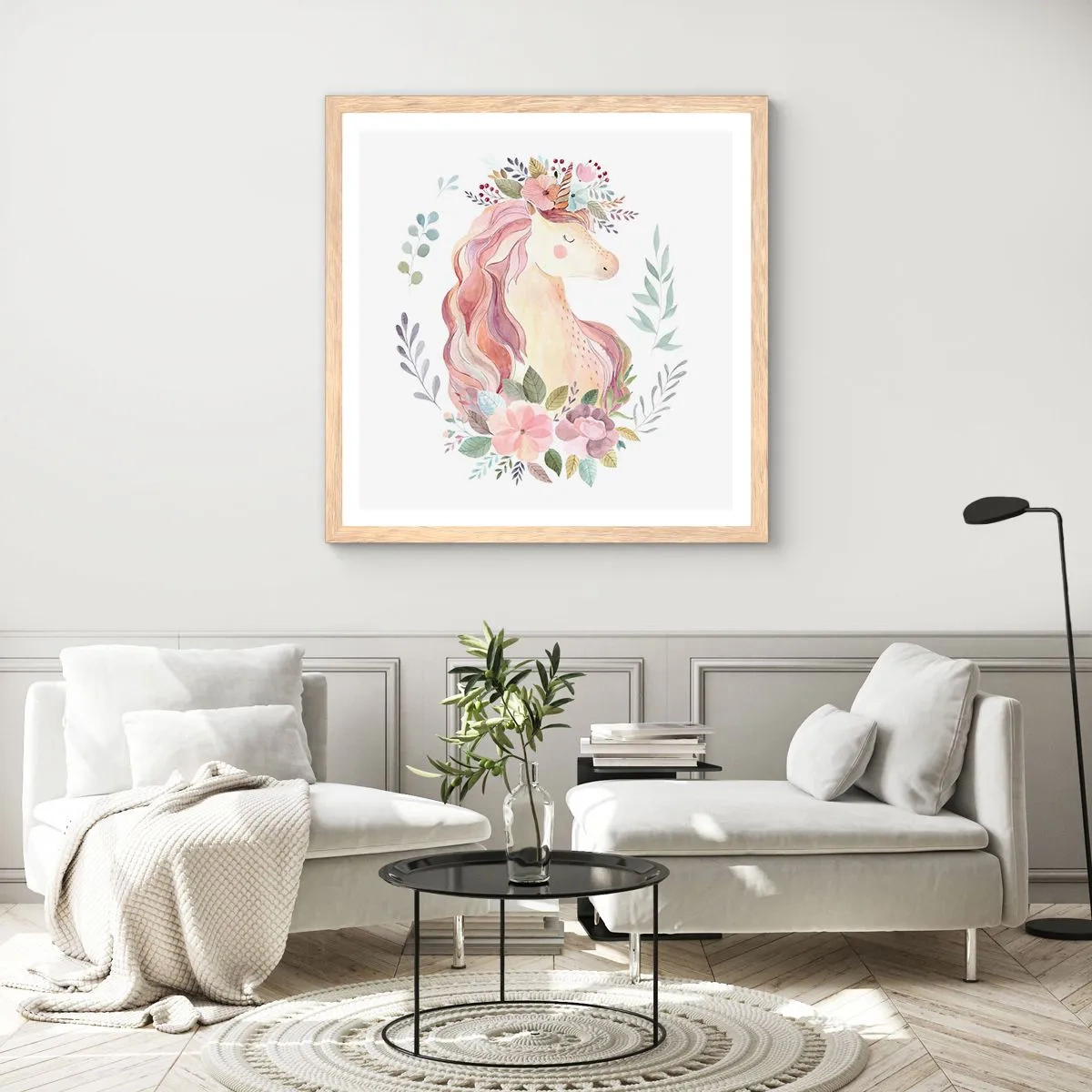 Poszter világos tölgy keretben - Meghívás a tündérmesék világába - 40x40 cm