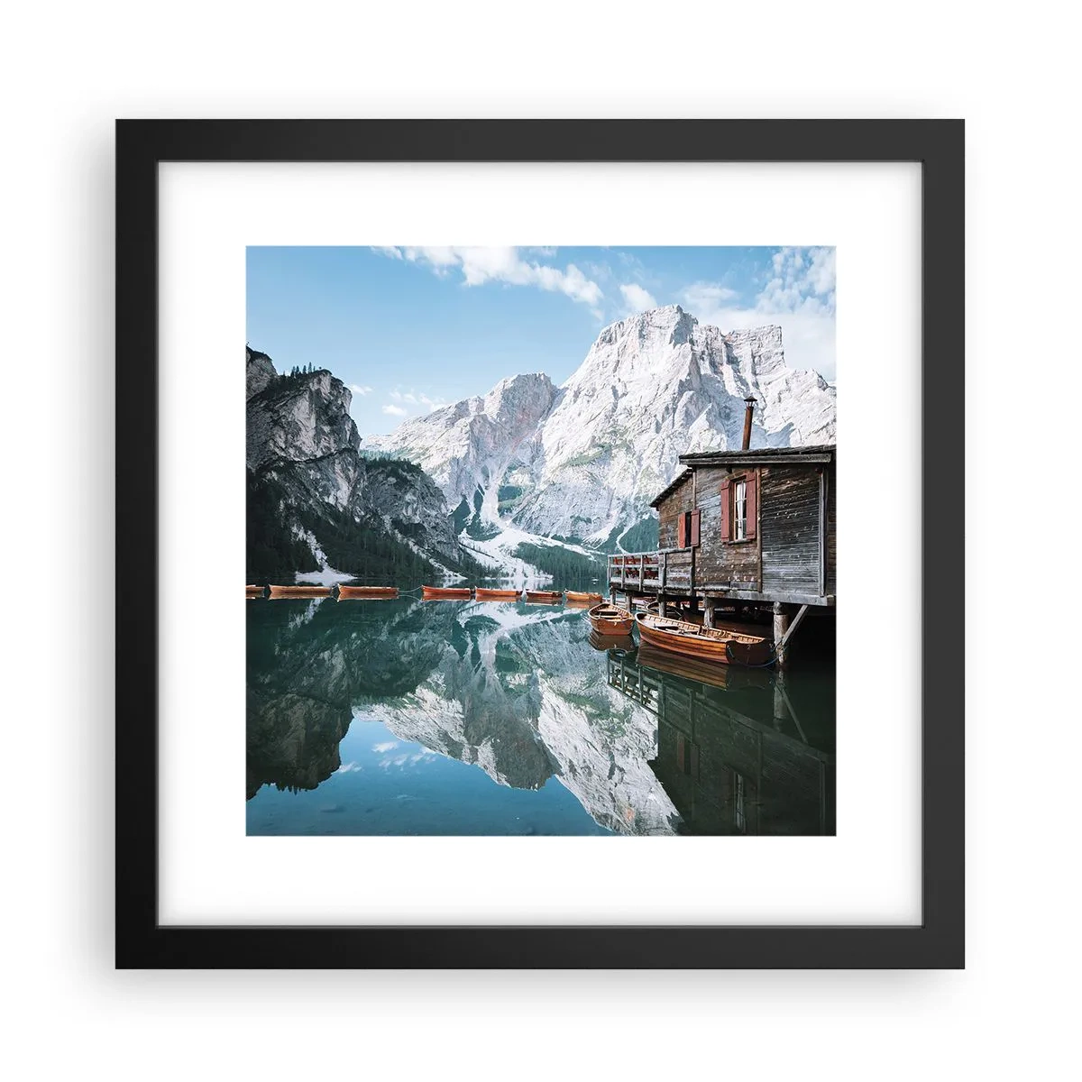 Poszter fehér keretben - Kristályos hegyi reggel - 30x30 cm