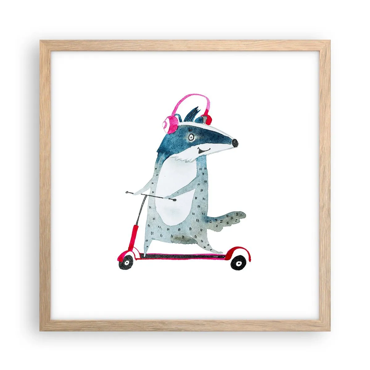 Poszter világos tölgy keretben - Borzas örömök - 40x40 cm