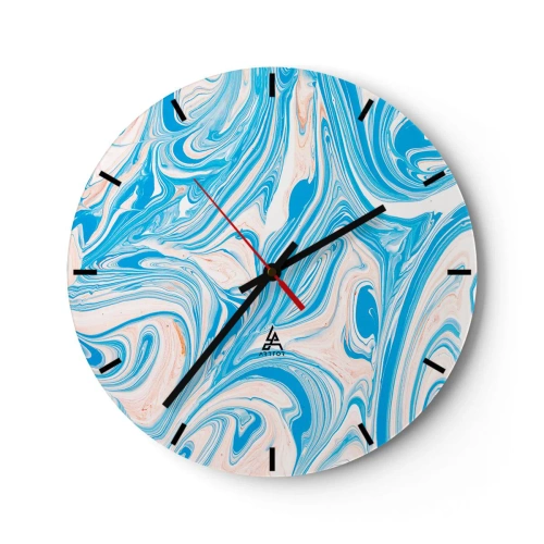 Falióra, Óra - Egy absztrakt medence türkiz és fehér árnyalatokban - 30x30cm - Mocsár türkizben - Modern fali dekoráció nappalihoz, konyhához és hálószobához ARTTOR