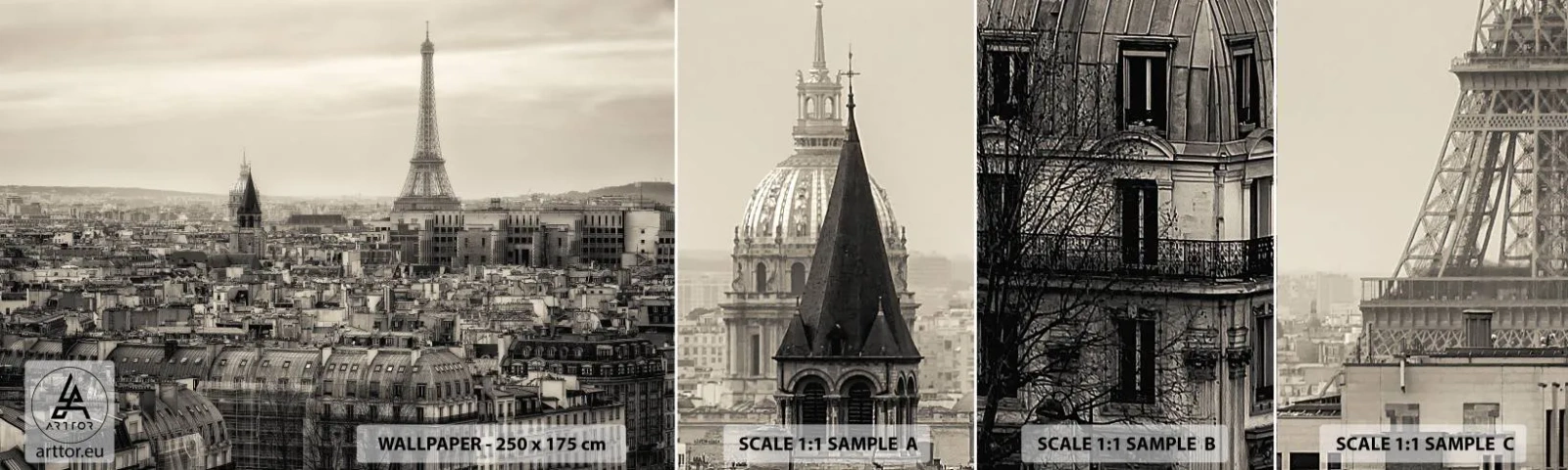 Fotótapéta Minta Standard Eco - Párizs háztetői fölött - Város, Párizs, Építészet - 100x30 cm