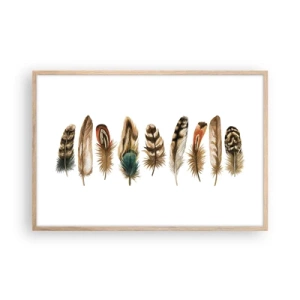 Poszter világos tölgy keretben - Tollas variáció - 91x61 cm