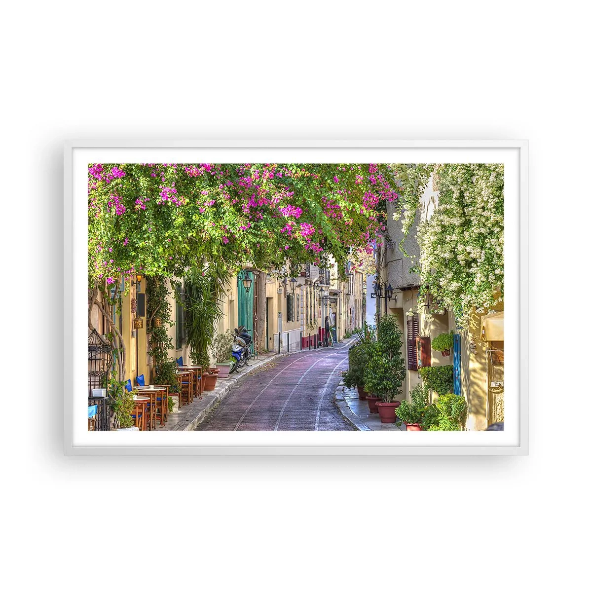 Poszter fekete keretben - Virágzó sikátor - 91x61 cm