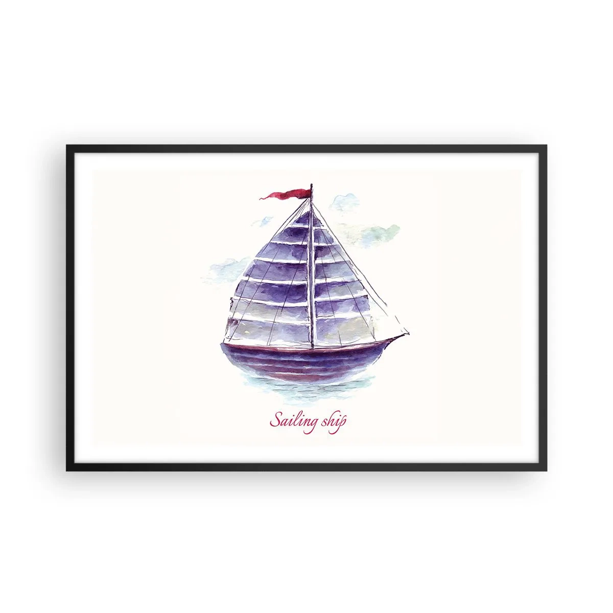 Poszter fehér keretben - Teli vitorlákat és nyugodt vizet - 91x61 cm