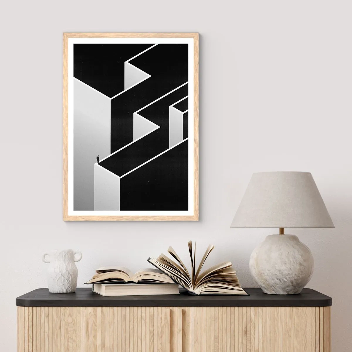 Poszter világos tölgy keretben - Magány a csúcson - 61x91 cm