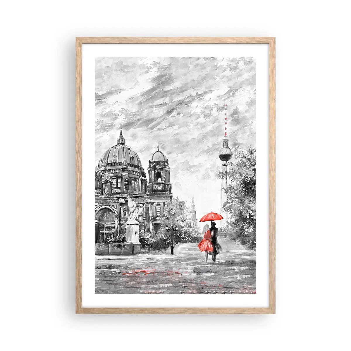 Poszter világos tölgy keretben - Berlini találkozó - 50x70 cm