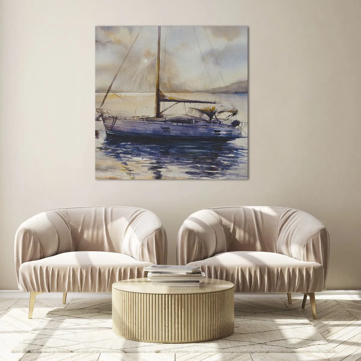 Üveg kép - Este az öbölben - 30x30 cm