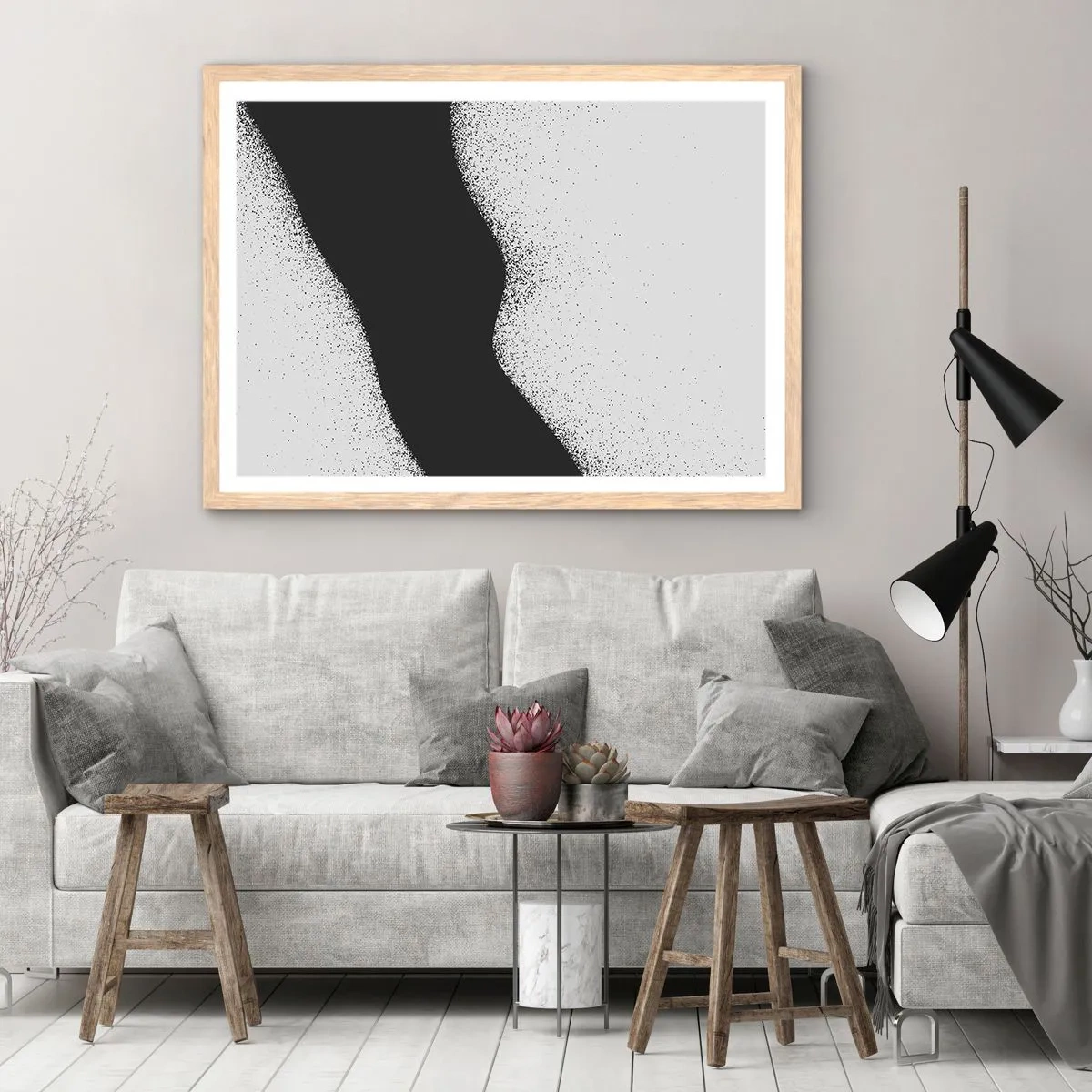 Poszter világos tölgy keretben - Folyékony egyensúly - 50x40 cm