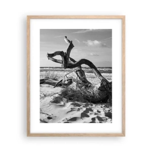Poszter világos tölgy keretben - Tengeri szobor - 40x50 cm