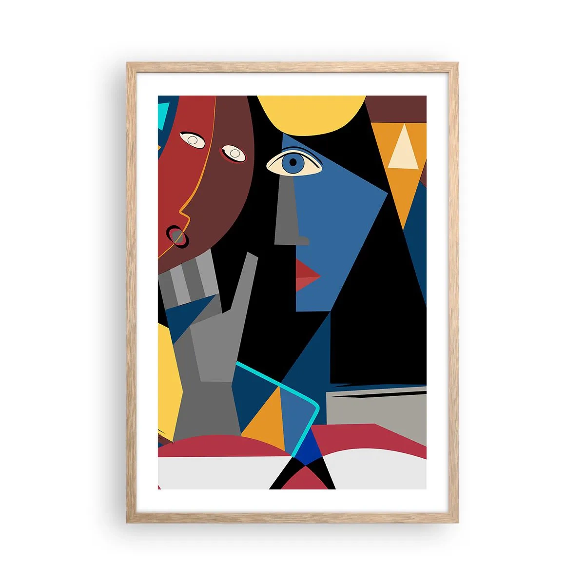 Poszter világos tölgy keretben - Kubisták beszélgetése - 50x70 cm