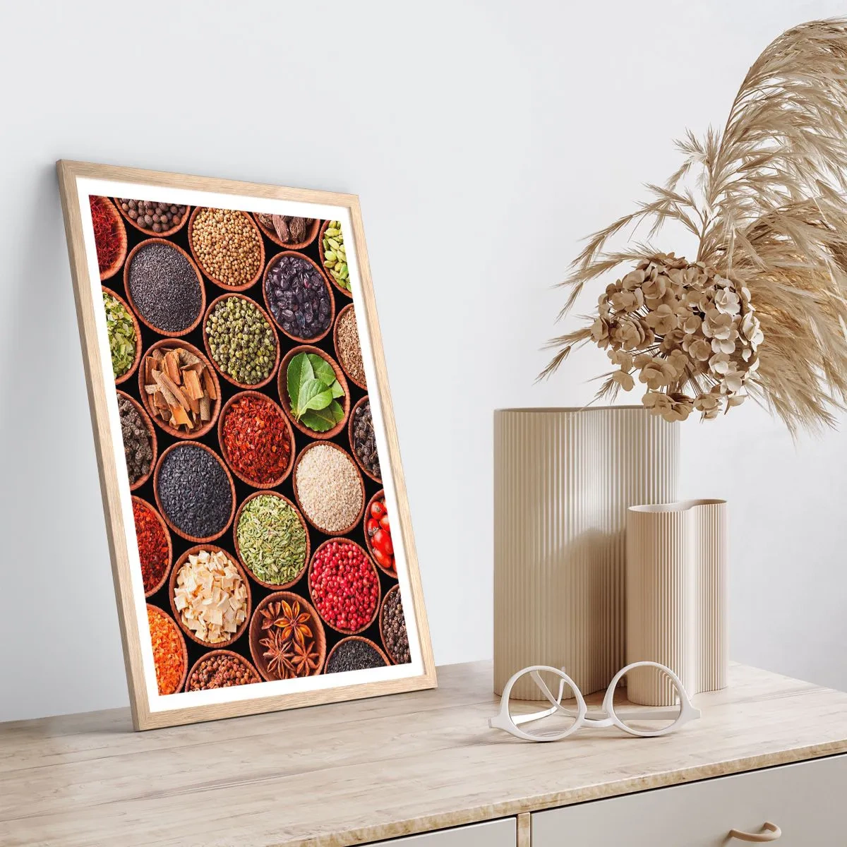 Poszter világos tölgy keretben - A világ összes íze - 50x70 cm