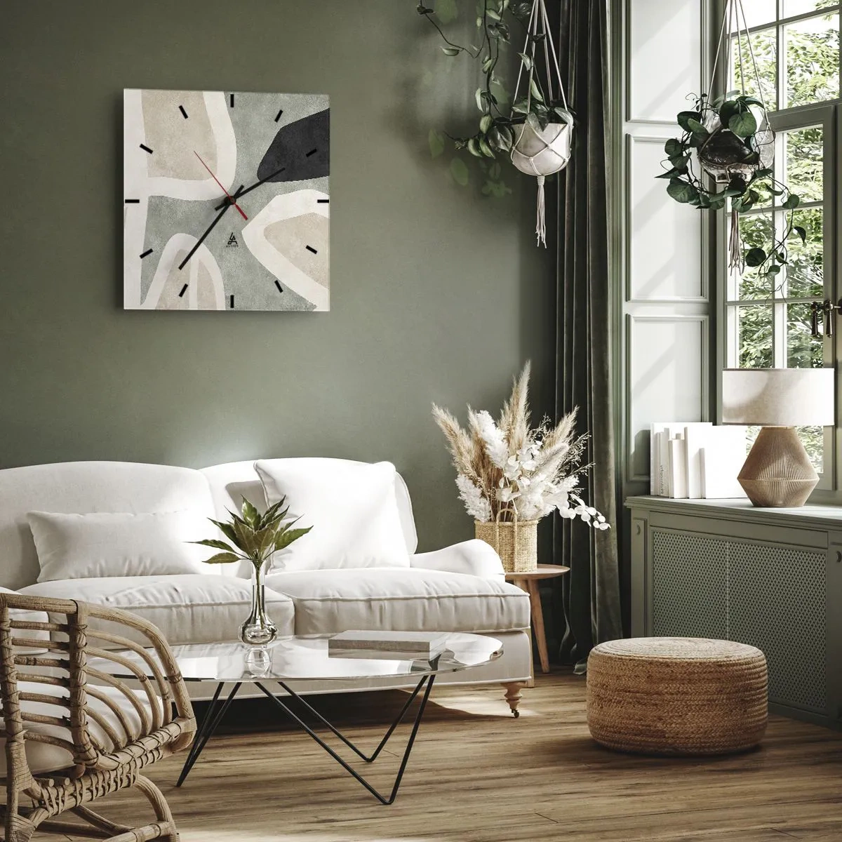 Falióra, Óra - Kompozíció fekete témával - 30x30 cm