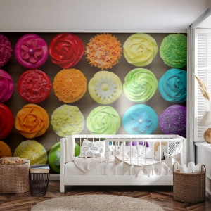 Öntapadós Fotótapéta Deluxe Sticker - Mindegyik más - mindegyik finom - Gasztronómia, színes sütik, 3D - 100x70 cm