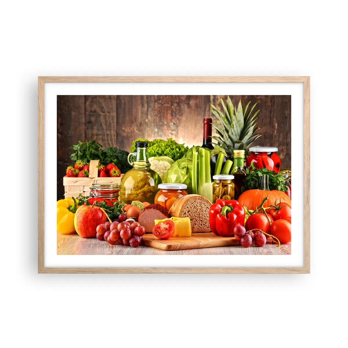 Poszter világos tölgy keretben - Füstölt, sült és pácolt - 70x50 cm