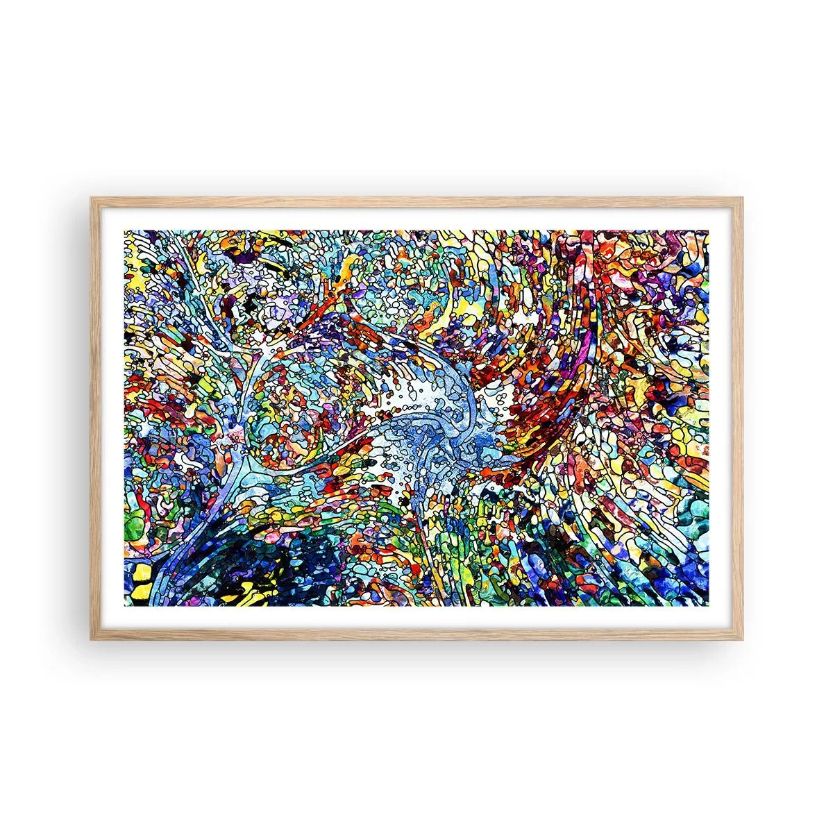 Poszter világos tölgy keretben - Cseppes ólomüveg - 91x61 cm