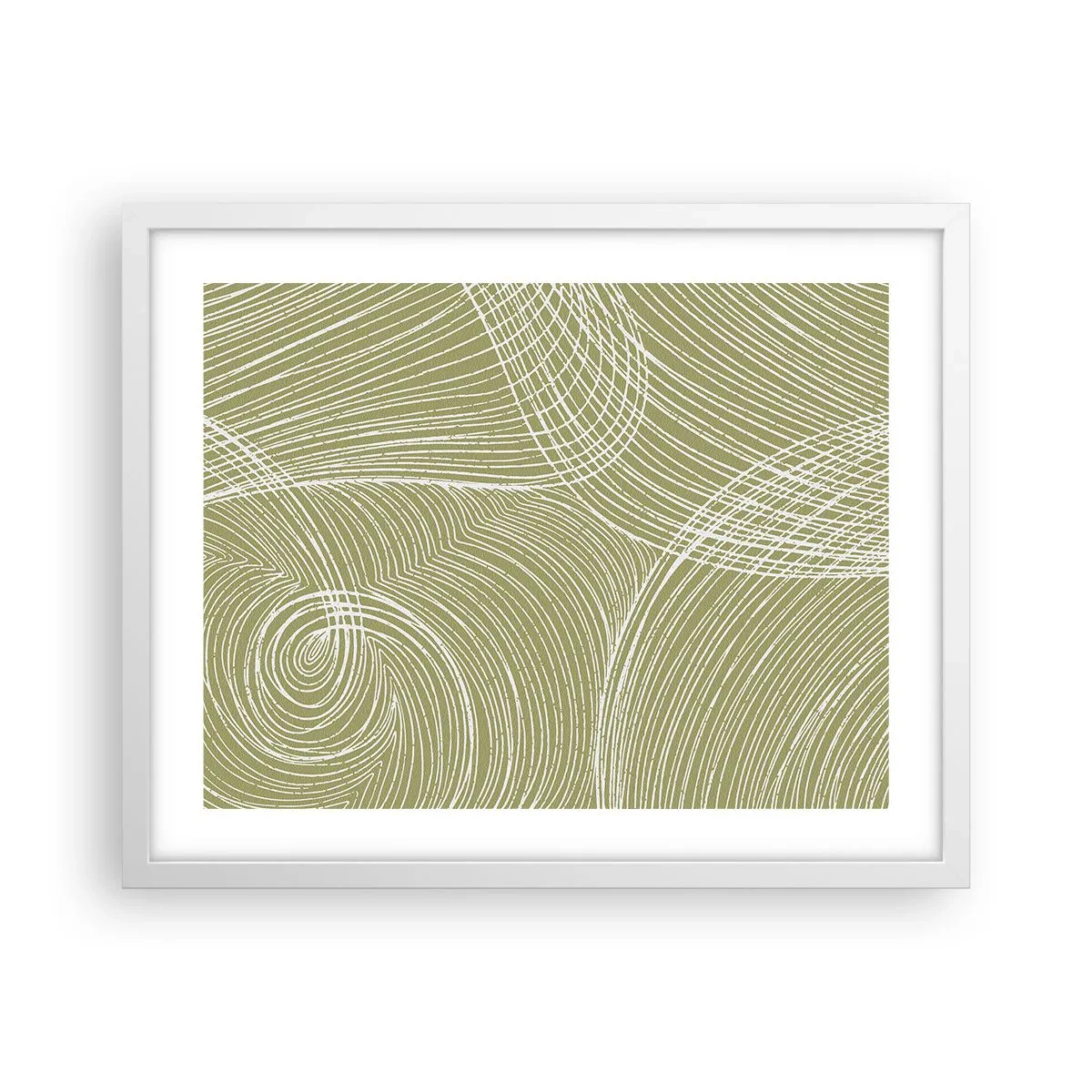 Poszter fekete keretben - Bonyolult absztrakció fehérben - 50x40 cm