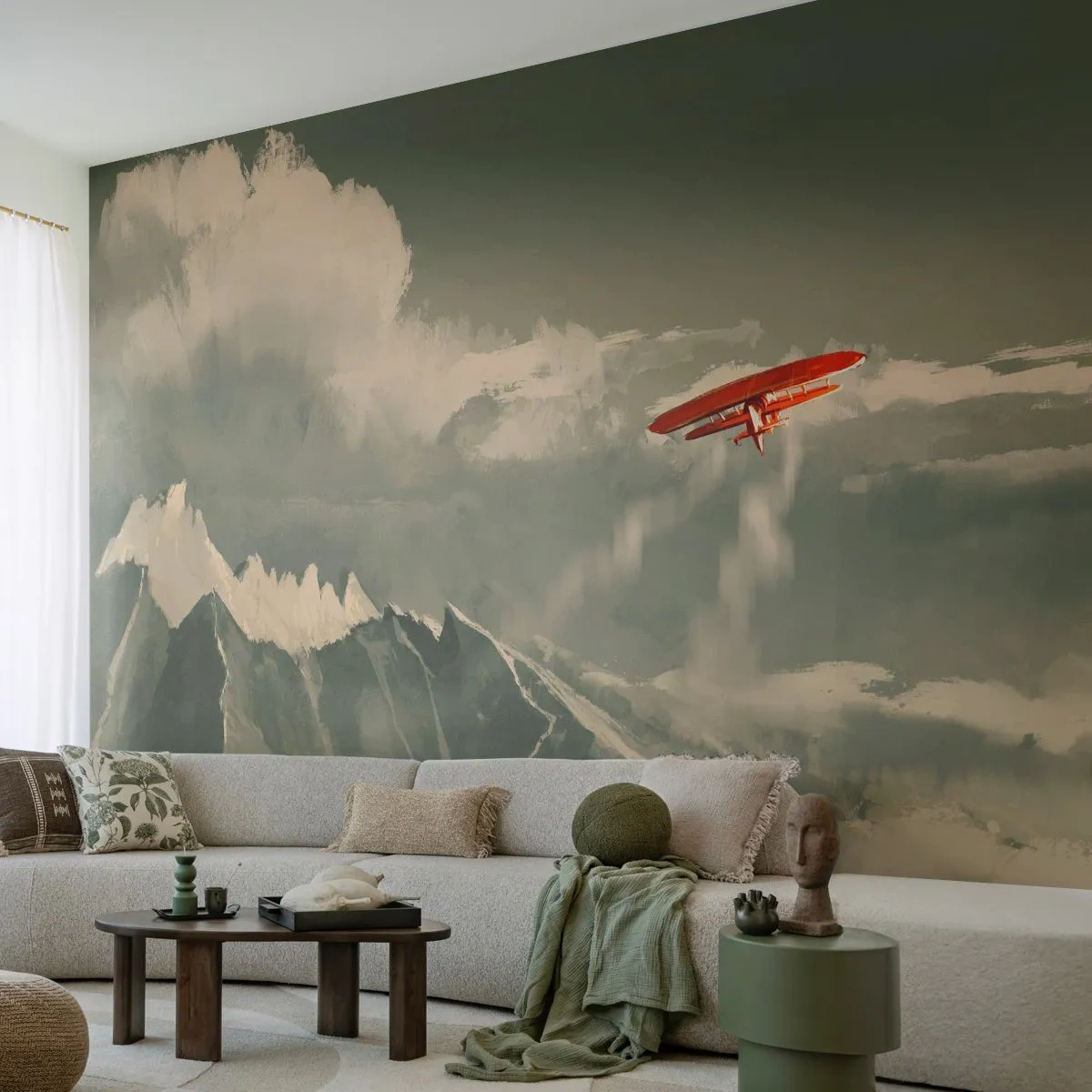 Fotótapéta Standard Eco - Rettenthetetlen úttörő - Absztrakció, Repülőgép, Hegyi táj - 150x105 cm