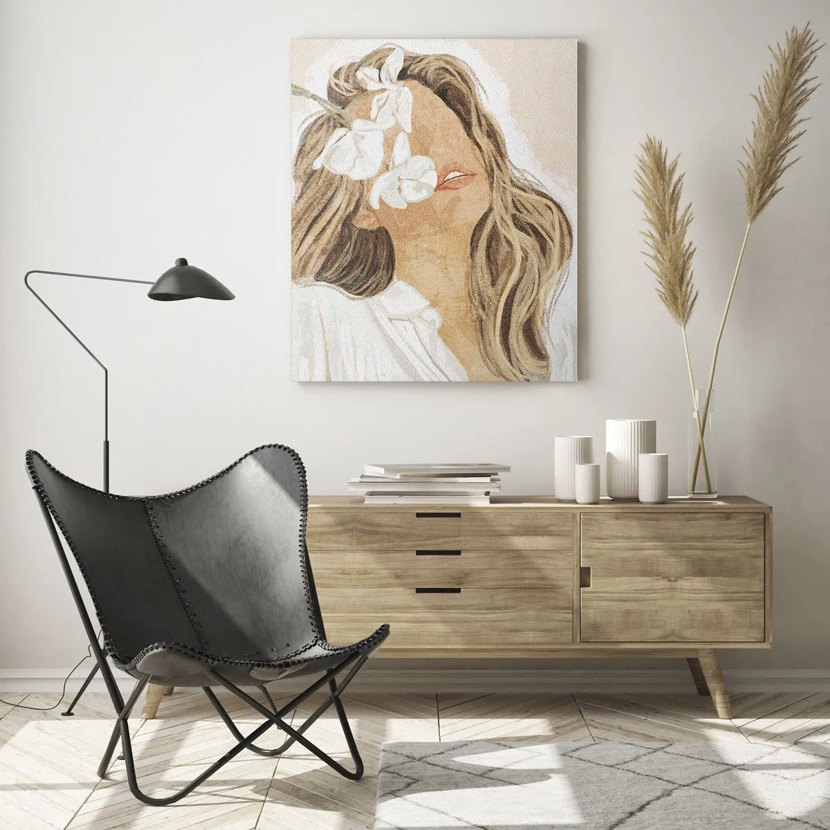 Üveg kép - A virágok között ujjongva - 80x120 cm