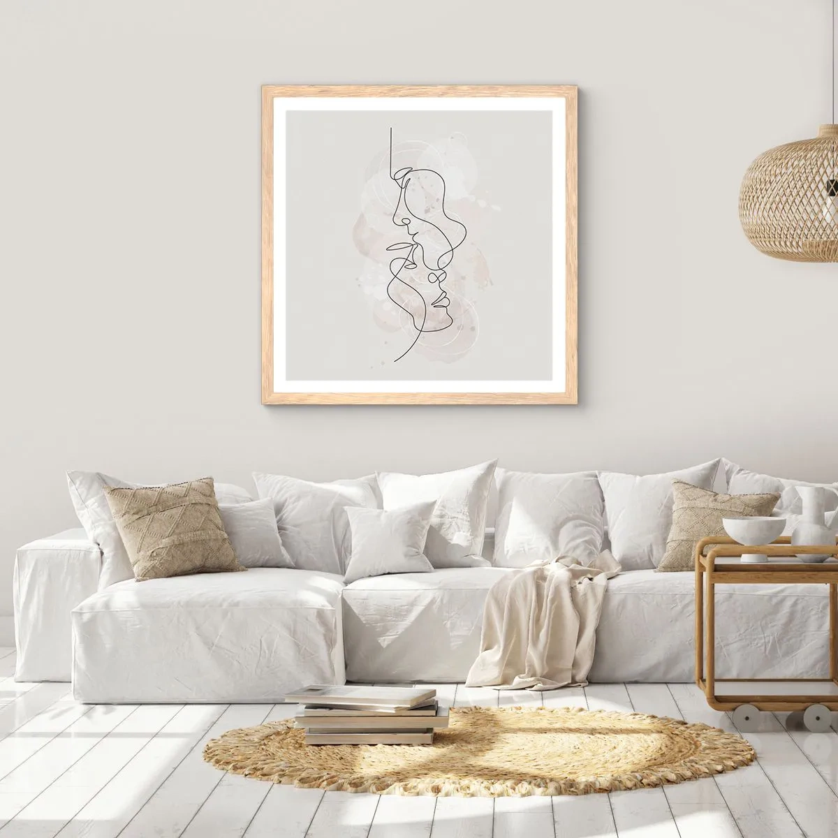 Poszter világos tölgy keretben - Ölelésbe gabalyodva - 60x60 cm