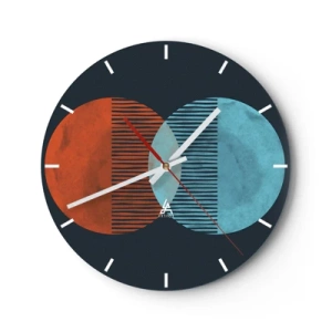 Falióra, Óra - Geometrikus mintát alkotó arany pálmalevelek közeli képe - 30x30cm - Csillagászati fantázia - Modern fali dekoráció nappalihoz, konyhához és hálószobához ARTTOR