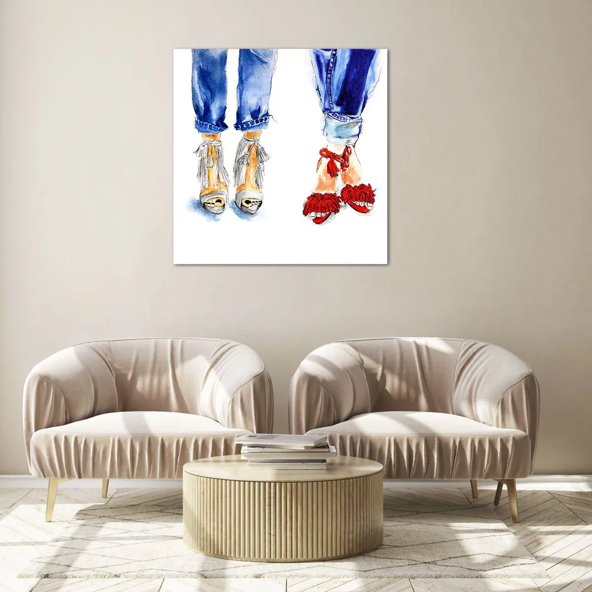 Üveg kép - Talán elmegyünk sétálni? - 70x70 cm