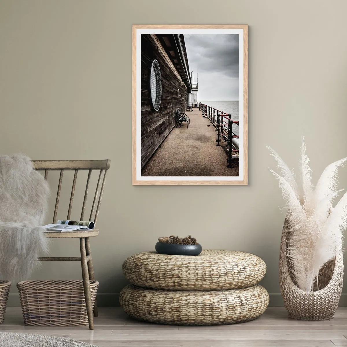 Poszter világos tölgy keretben - Megállt az idő - 70x100 cm