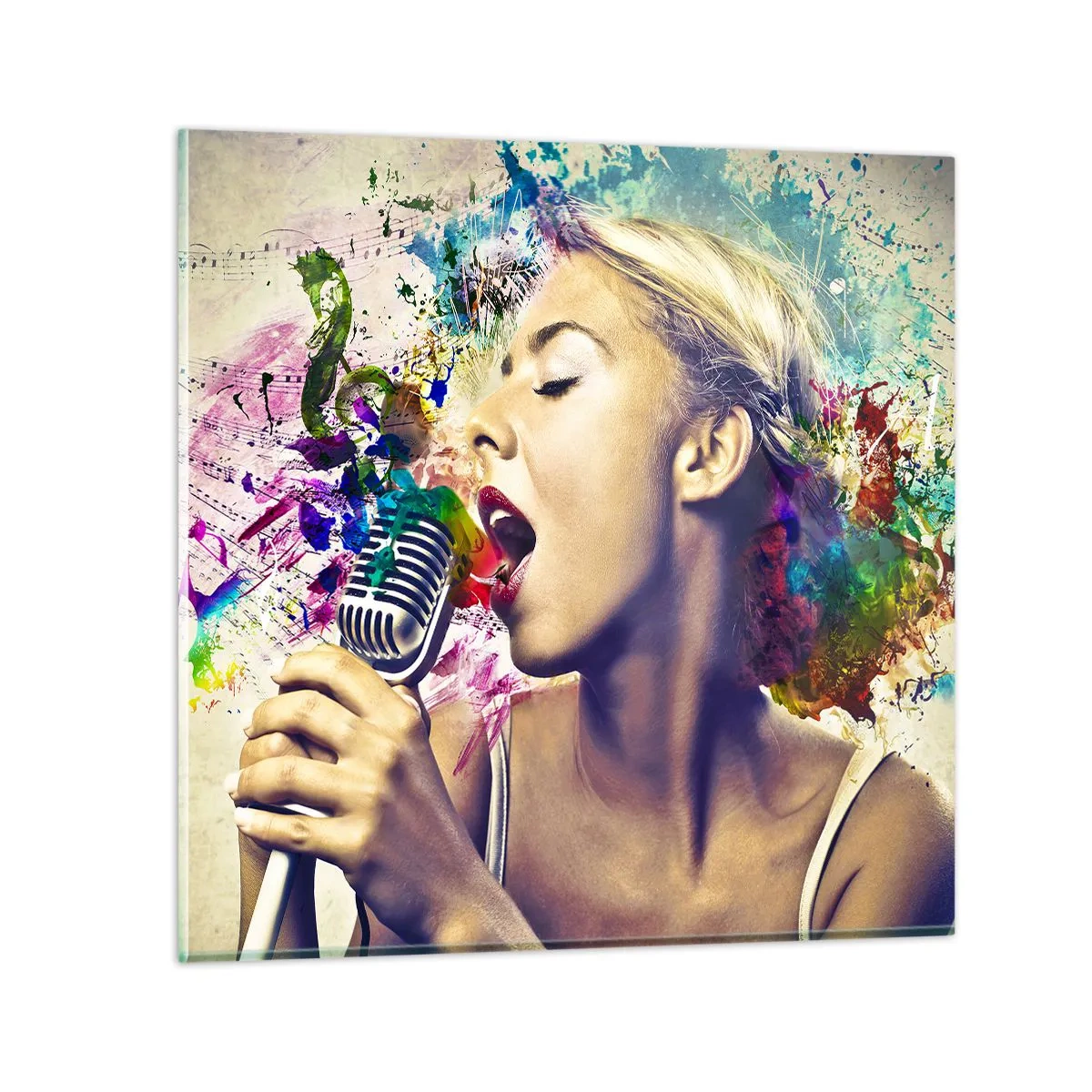 Üveg kép - Fesd meg a világot a hangoddal - 60x60 cm