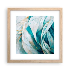 Poszter világos tölgy keretben - Kék absztrakció arany motívummal - 30x30 cm