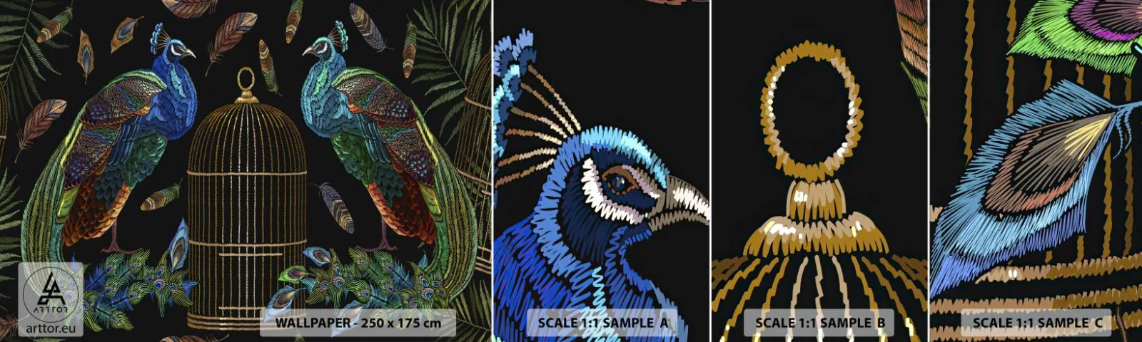 Fotótapéta Minta Standard Eco - Királyi köntösben - Absztrakció, Páva, Pávatoll - 100x30 cm