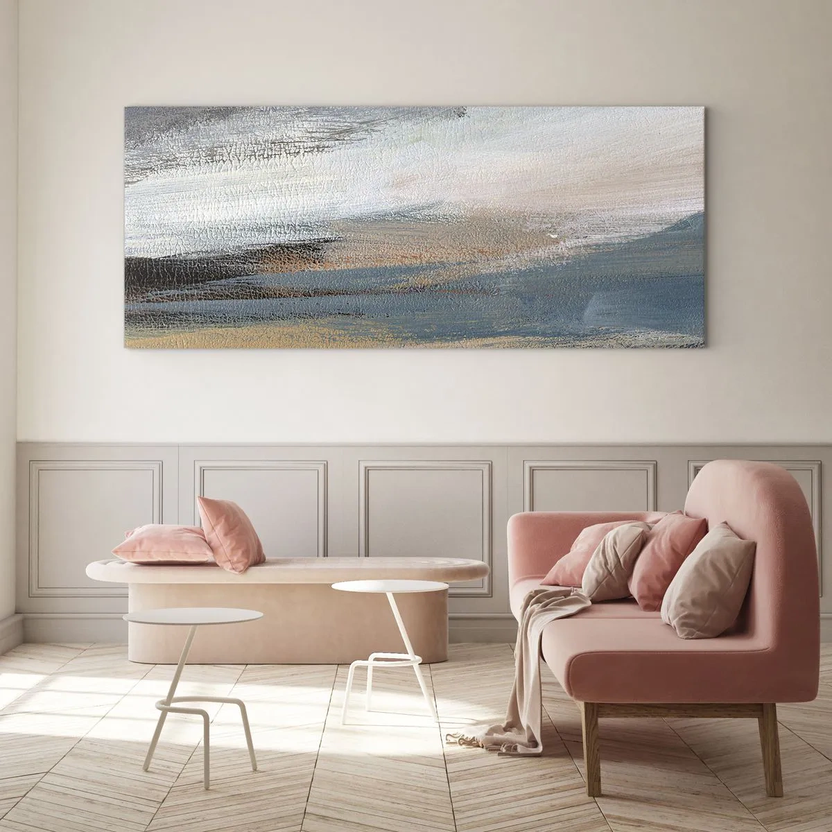 Üveg kép - Absztrakció: északi táj - 140x50 cm