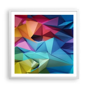 Poszter fekete keretben - Szivárvány origami - 60x60 cm