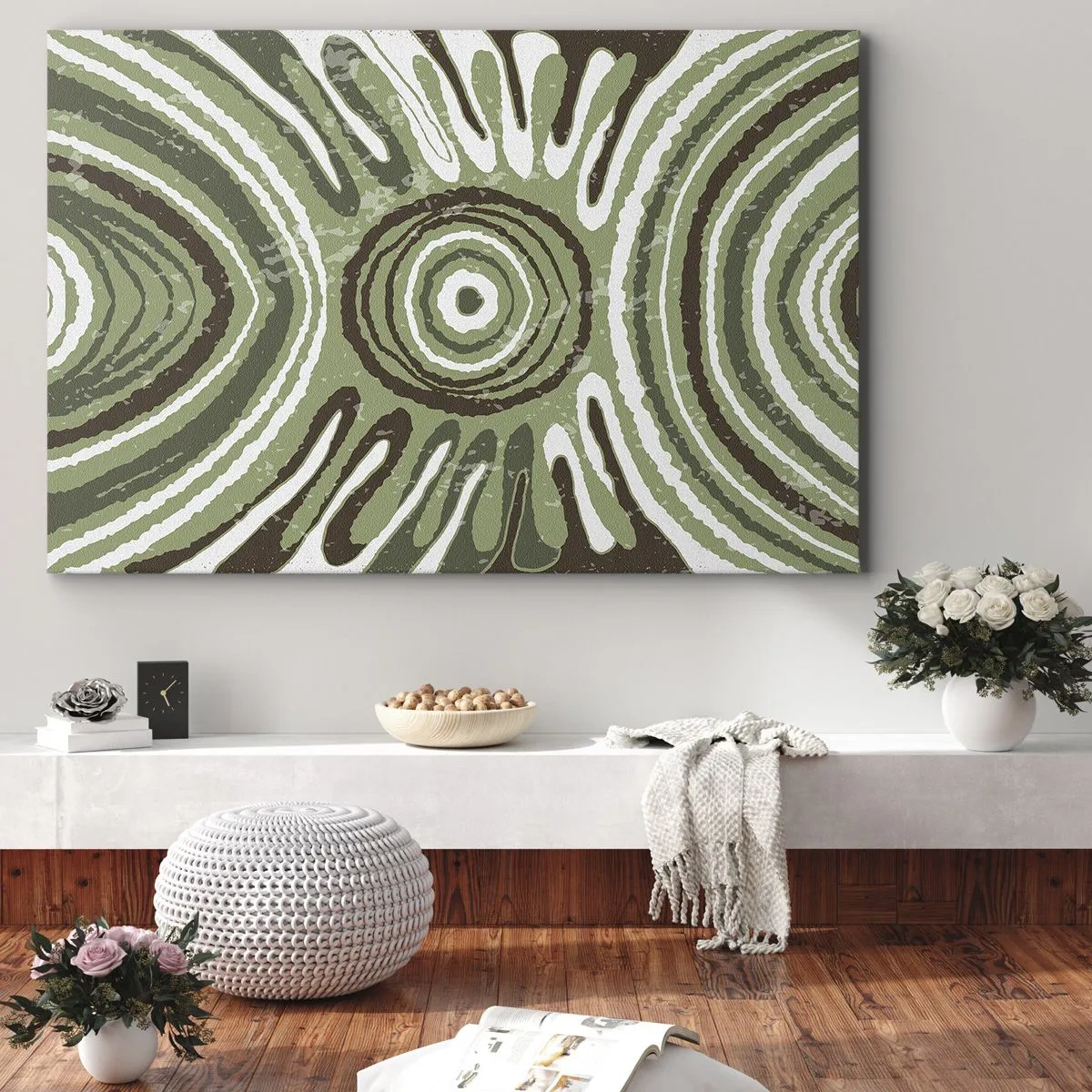 Vászonkép - Absztrakt minták zöld és barna árnyalatokban - 70x50cm - Az érzelmek robbanása - Modern fali dekoráció nappalihoz és hálószobához ARTTOR