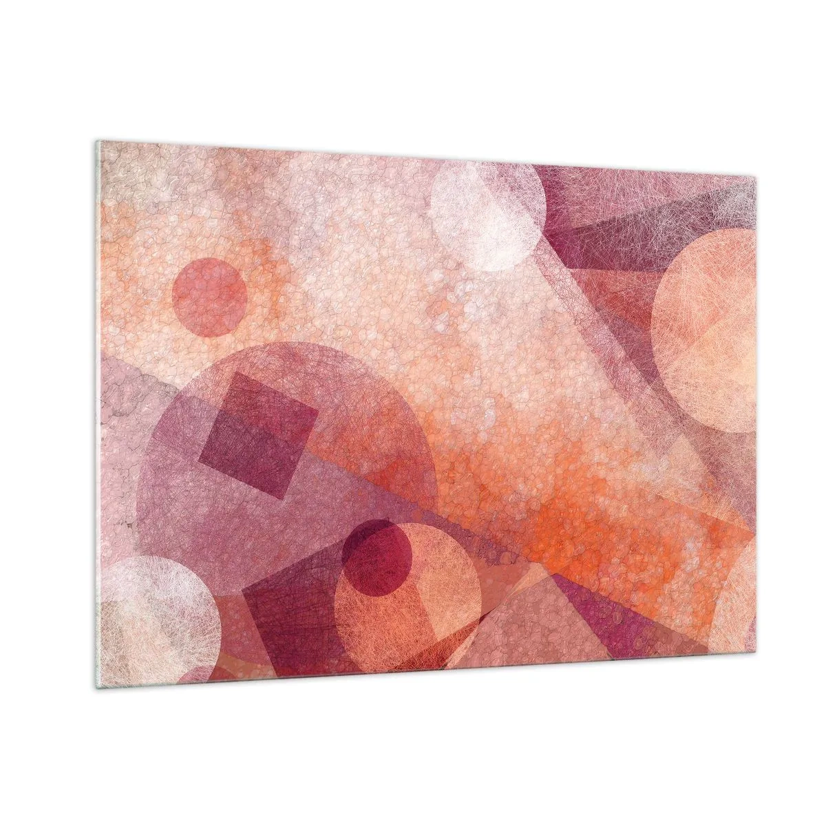 Üveg kép - Geometriai transzformációk rózsaszínben - 100x70 cm