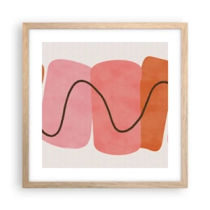 Poszter világos tölgy keretben - Formák szelíd mozgása - 40x40 cm