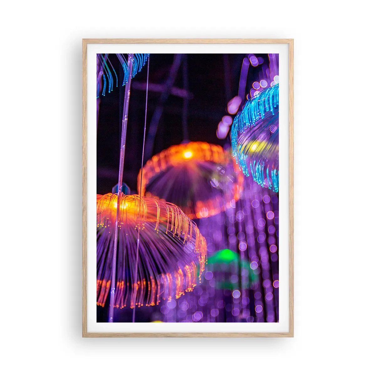 Poszter világos tölgy keretben - Világító szökőkút - 70x100 cm