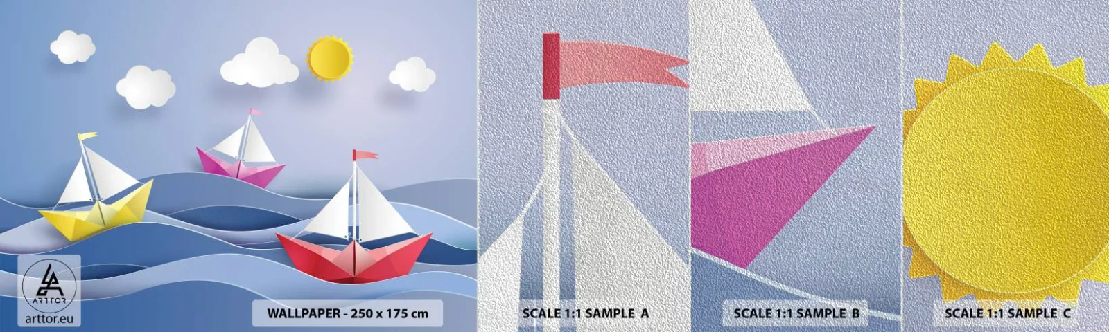 Fotótapéta Minta Premium Sand - Ó, milyen jó hintázni a hullámokban - Gyerekeknek, Tengeri, Łódź - 100x30 cm