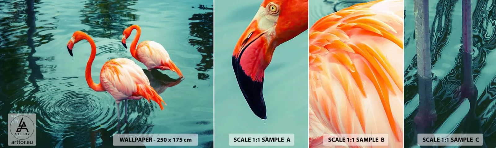 Fotótapéta Minta Öntapadós Deluxe Sticker - Most divatban vagyunk - Flamingók, Madarak, Természet - 100x30 cm