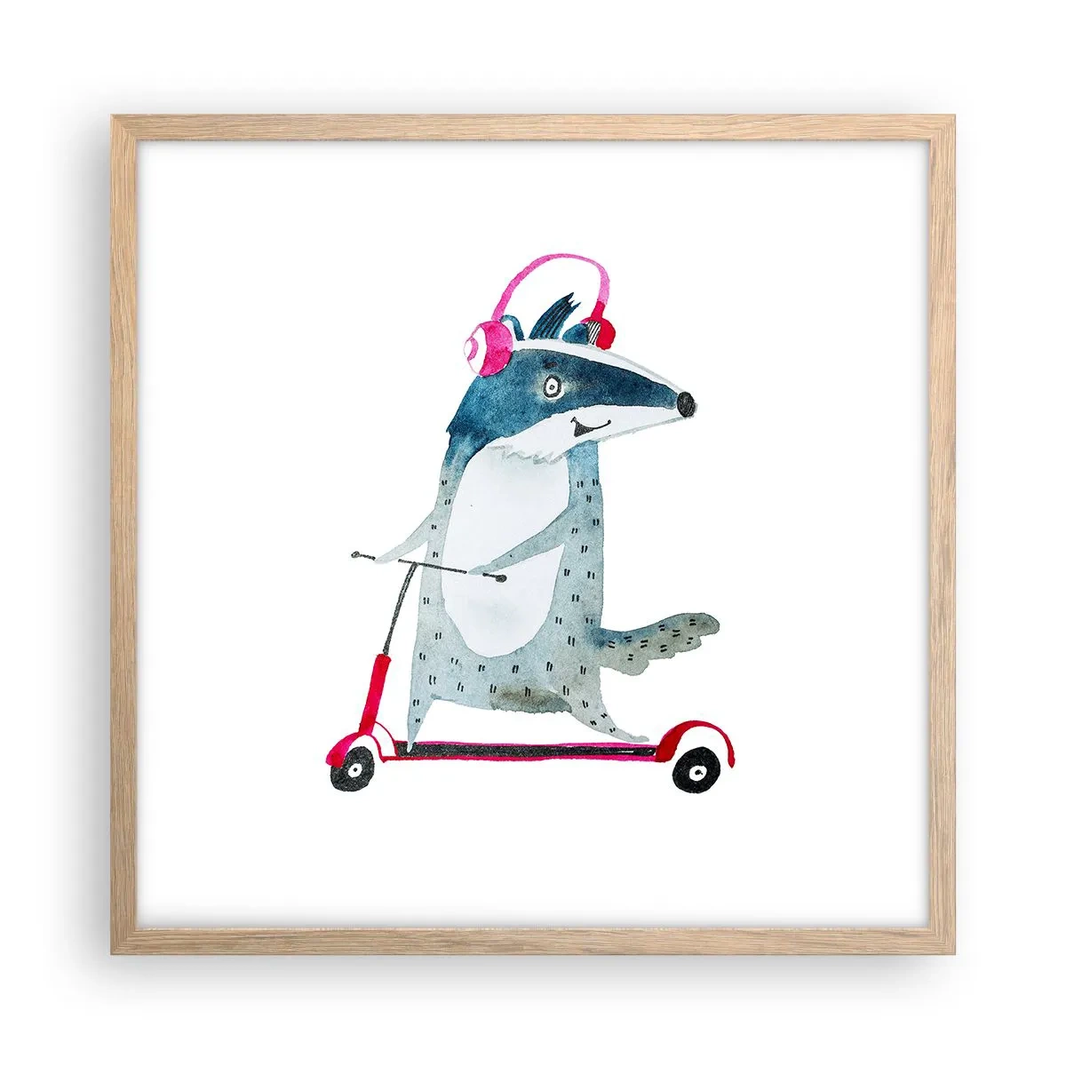 Poszter világos tölgy keretben - Borzas örömök - 50x50 cm