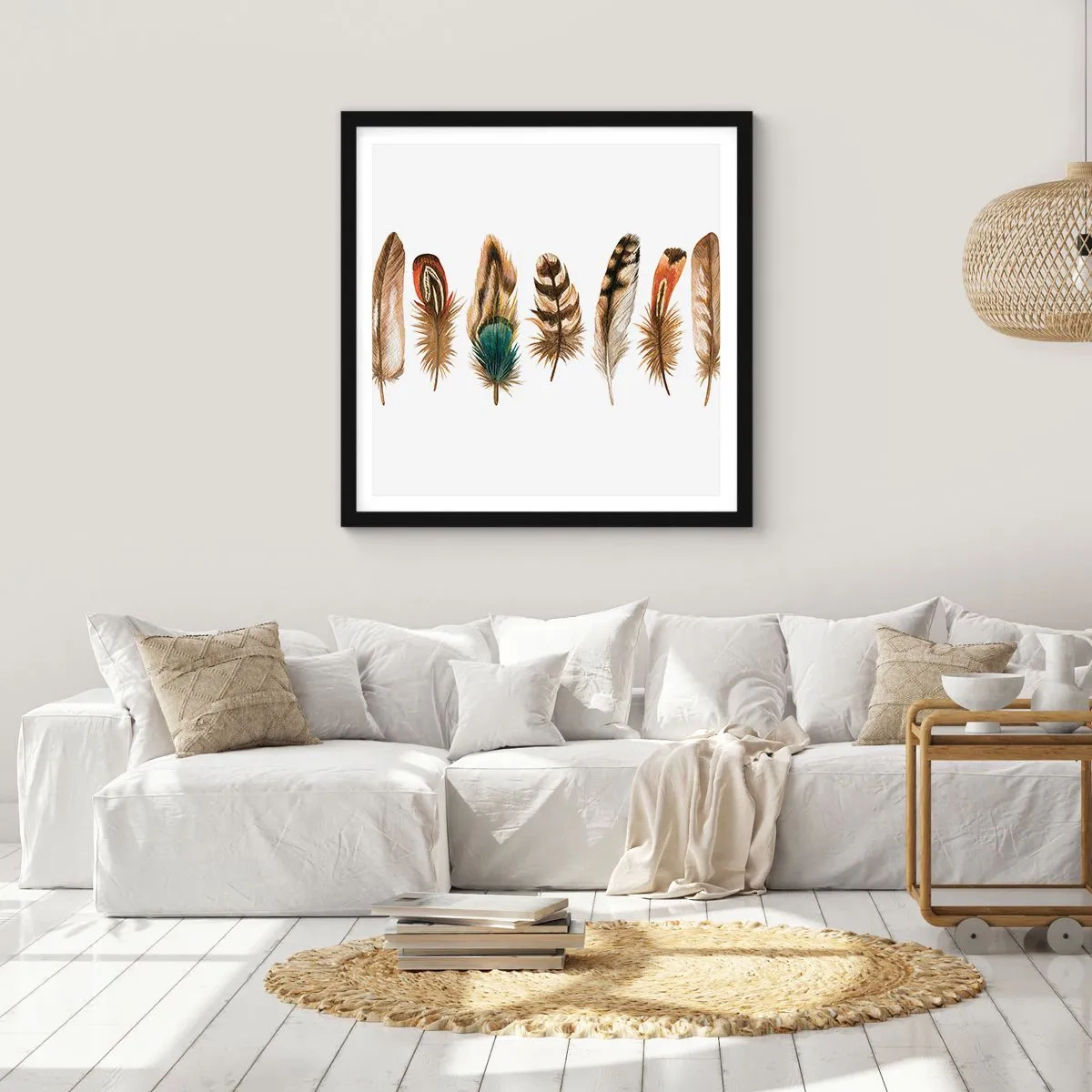Poszter fehér keretben - Tollas variáció - 60x60 cm