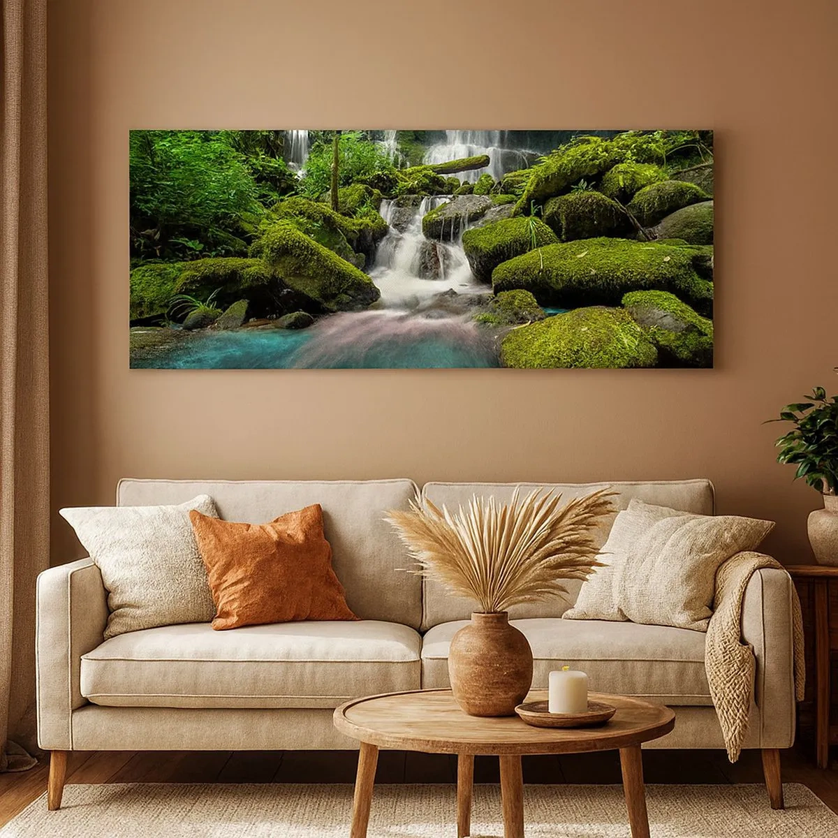 Vászonkép - Türkiz, zafír és folyékony ezüst - 100x40 cm