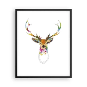 Poszter fehér keretben - Színben fürdő gyengéd szarvas - 40x50 cm