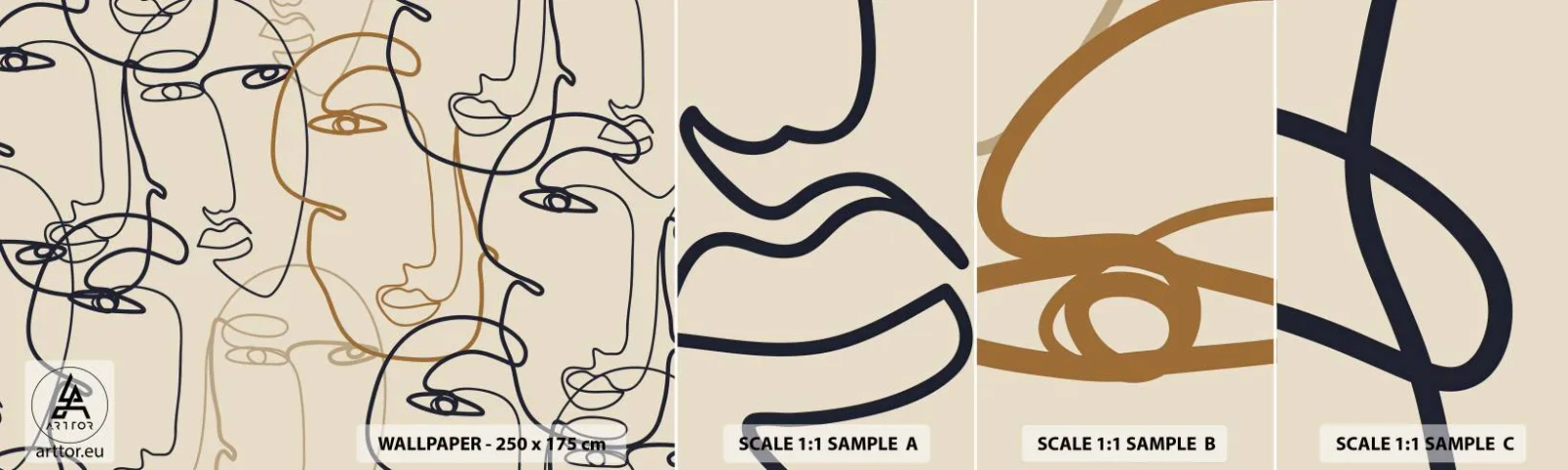 Fotótapéta Minta Standard Eco - Többszörös portré - Absztrakció, Arc, Grafika - 100x30 cm