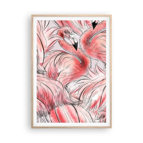 Poszter világos tölgy keretben - Madári corps de ballet - 70x100 cm